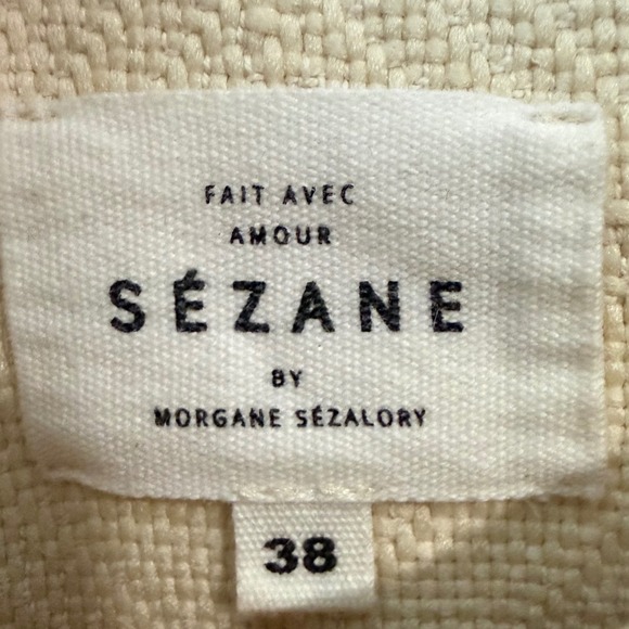 Sézane‎ textured Alma dress size 38 (US 6)gold buttons cream neutral minimalist - Picture 5 of 9